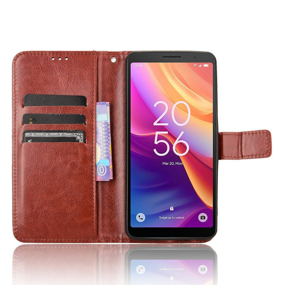 EIDERWOOD TCL 501 Blankt Kunstlæder Mobil Cover m. Pung & Strop - Brun