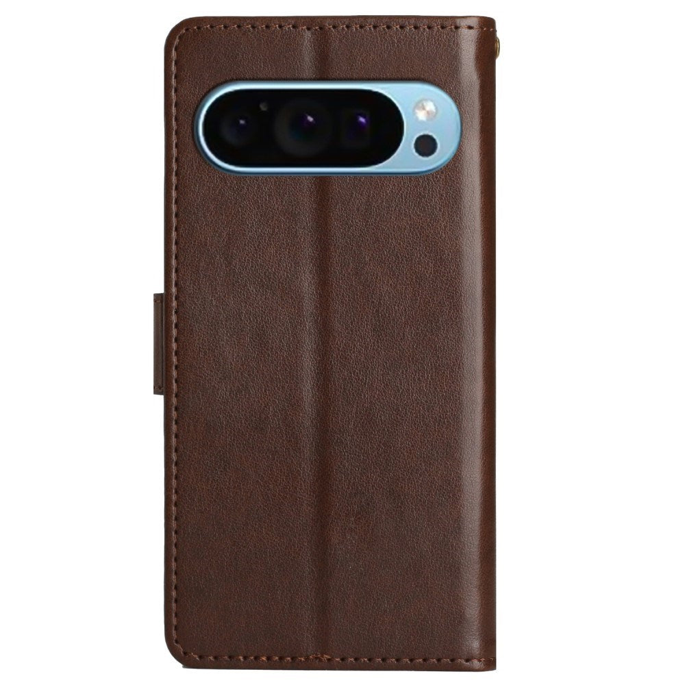 EIDERWOOD Google Pixel 9 / 9 Pro Sommerfugle Læder Mobil Cover m. Pung - Brun