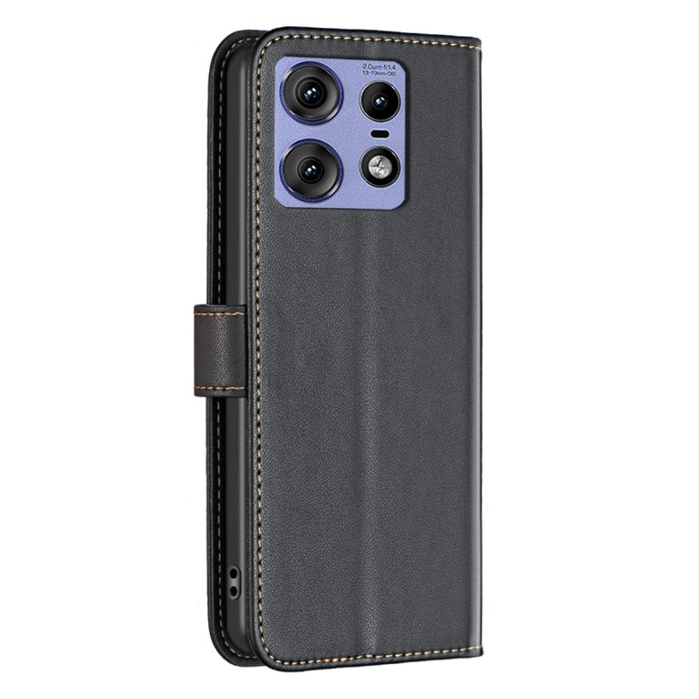 EIDERWOOD Motorola Edge 50 Pro Kunst Læder Mobil Cover m. Ståfunktion & Kortholder - Sort