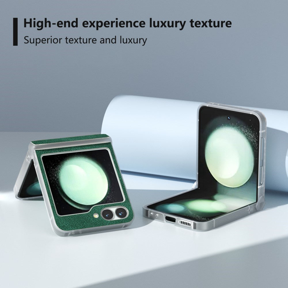 EIDERWOOD Samsung Galaxy Z Flip7 FE / Flip6 Læderbetrukket Plastik Mobil Cover - Grøn