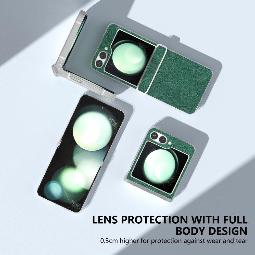 EIDERWOOD Samsung Galaxy Z Flip7 FE / Flip6 Læderbetrukket Plastik Mobil Cover - Grøn