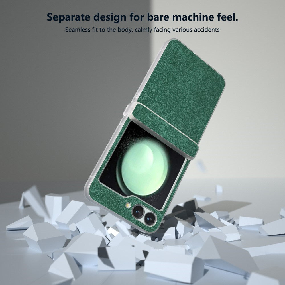 EIDERWOOD Samsung Galaxy Z Flip7 FE / Flip6 Læderbetrukket Plastik Mobil Cover - Grøn