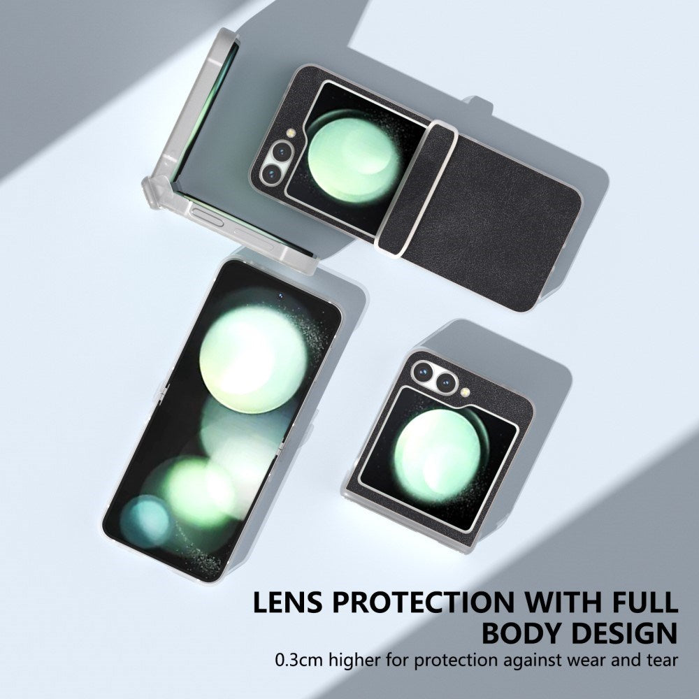 EIDERWOOD Samsung Galaxy Z Flip7 FE / Flip6 Læderbetrukket Plastik Mobil Cover - Sort