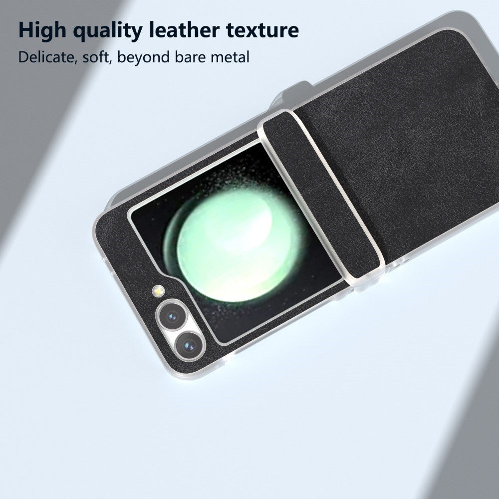 EIDERWOOD Samsung Galaxy Z Flip7 FE / Flip6 Læderbetrukket Plastik Mobil Cover - Sort