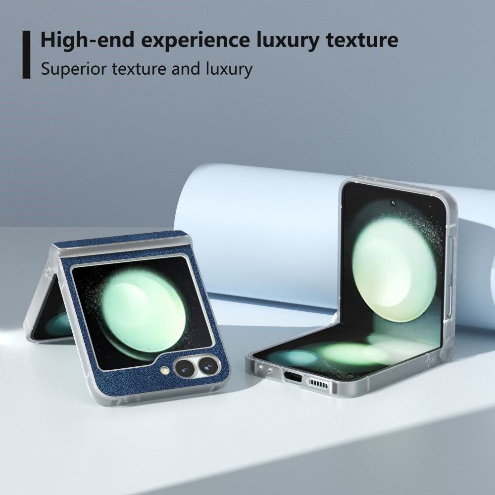 EIDERWOOD Samsung Galaxy Z Flip7 FE / Flip6 Læderbetrukket Plastik Mobil Cover - Blå