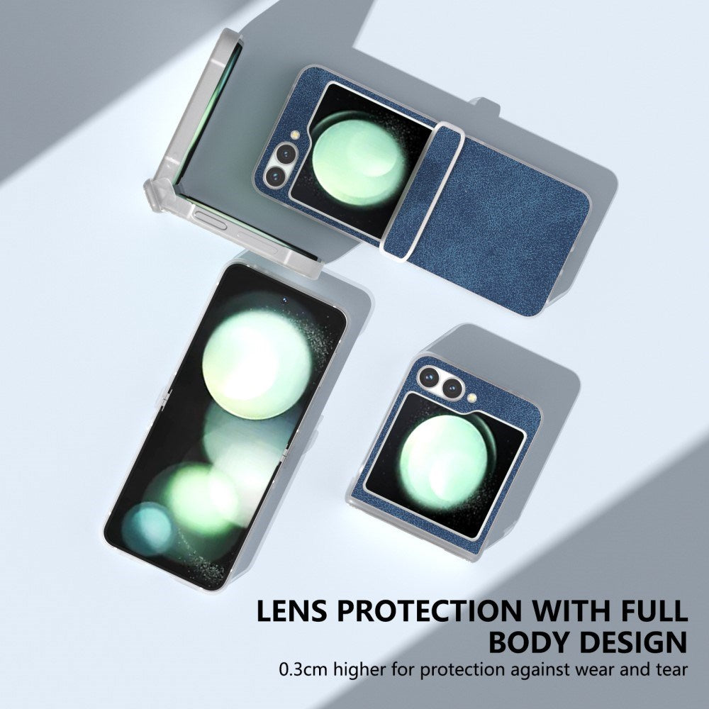 EIDERWOOD Samsung Galaxy Z Flip7 FE / Flip6 Læderbetrukket Plastik Mobil Cover - Blå