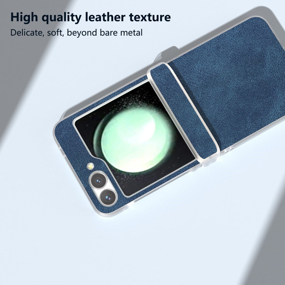 EIDERWOOD Samsung Galaxy Z Flip7 FE / Flip6 Læderbetrukket Plastik Mobil Cover - Blå