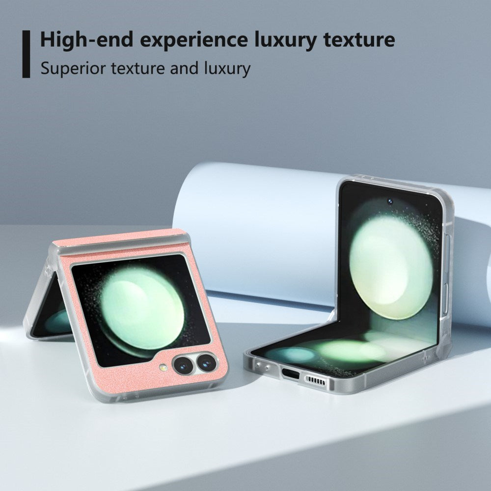 EIDERWOOD Samsung Galaxy Z Flip7 FE / Flip6 Læderbetrukket Plastik Mobil Cover - Lyserød