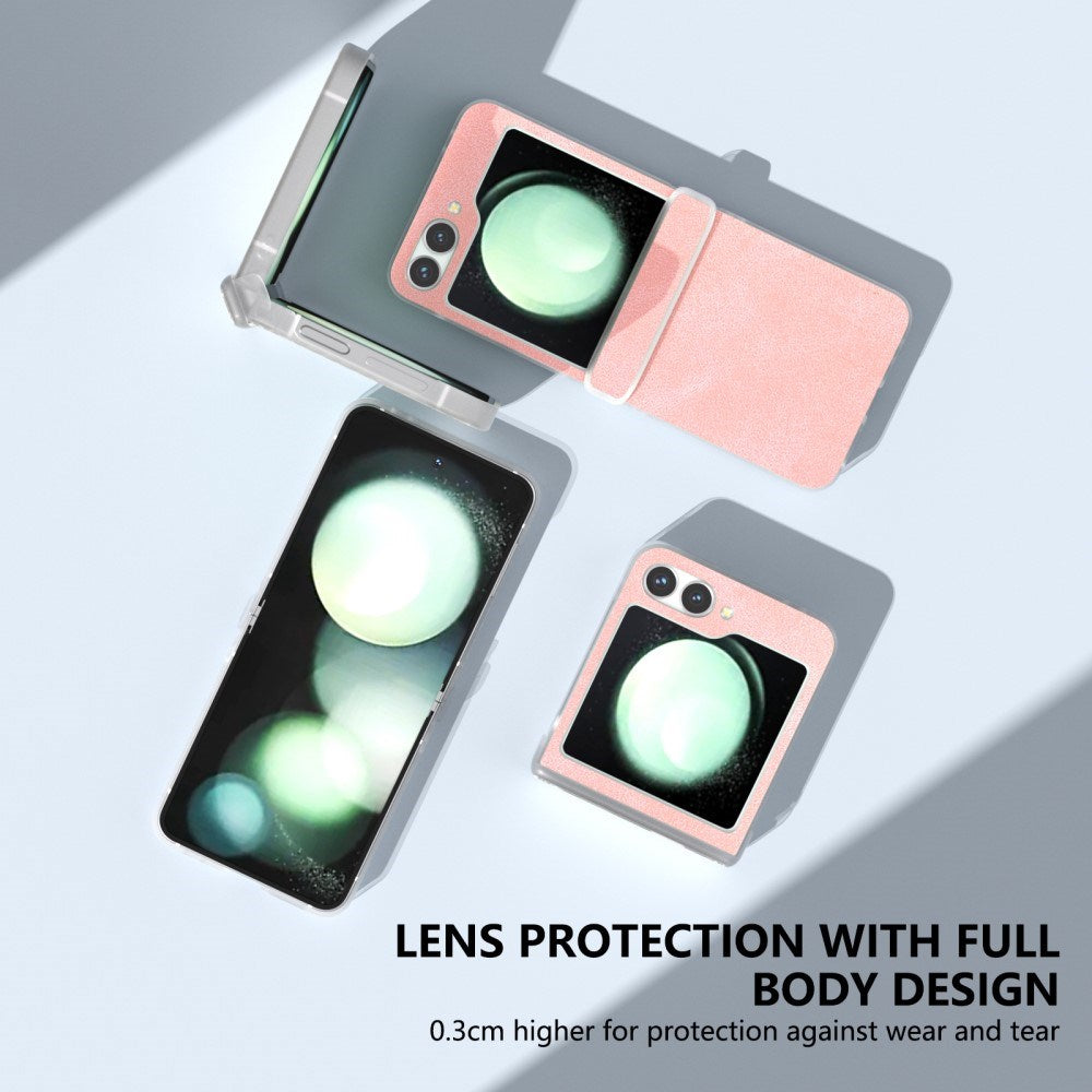 EIDERWOOD Samsung Galaxy Z Flip7 FE / Flip6 Læderbetrukket Plastik Mobil Cover - Lyserød