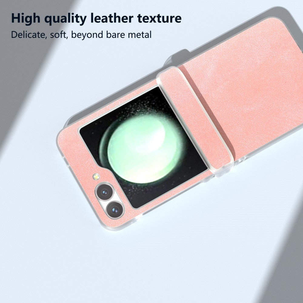 EIDERWOOD Samsung Galaxy Z Flip7 FE / Flip6 Læderbetrukket Plastik Mobil Cover - Lyserød