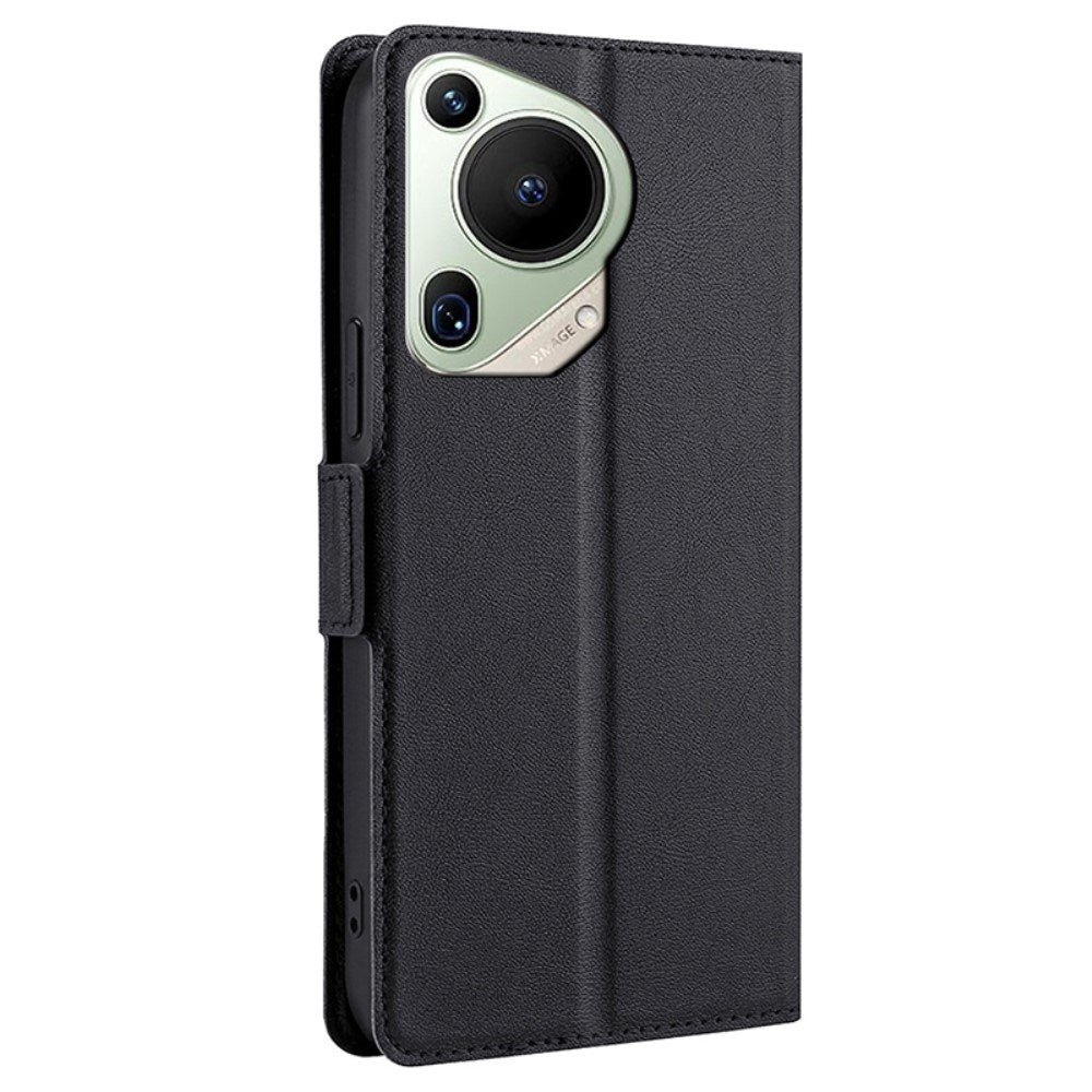 EIDERWOOD Huawei Pura 70 Ultra Kunstlæder Flip Case m. Ståfunktion & Kortholder - Sort