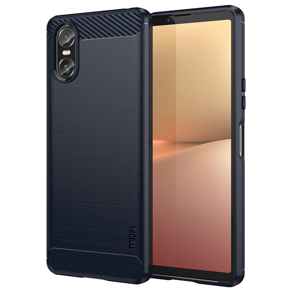 Sony Xperia 10 VI Mofi Brushed Carbon Fiber Fleksibelt Plastik Mobil Cover - Blå