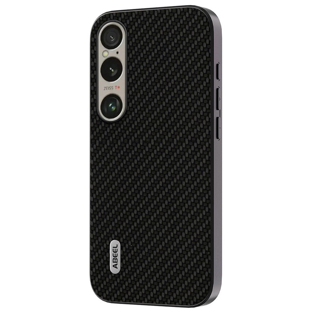 Sony Xperia 1 VI Carbon Fiber Læderbetrukket Mobil Cover - Sort