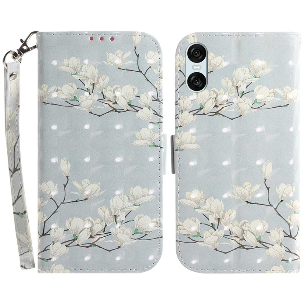 EIDERWOOD Sony Xperia 5 VI Læder Mobil Cover m. Pung & Strop - Magnolia Blomster
