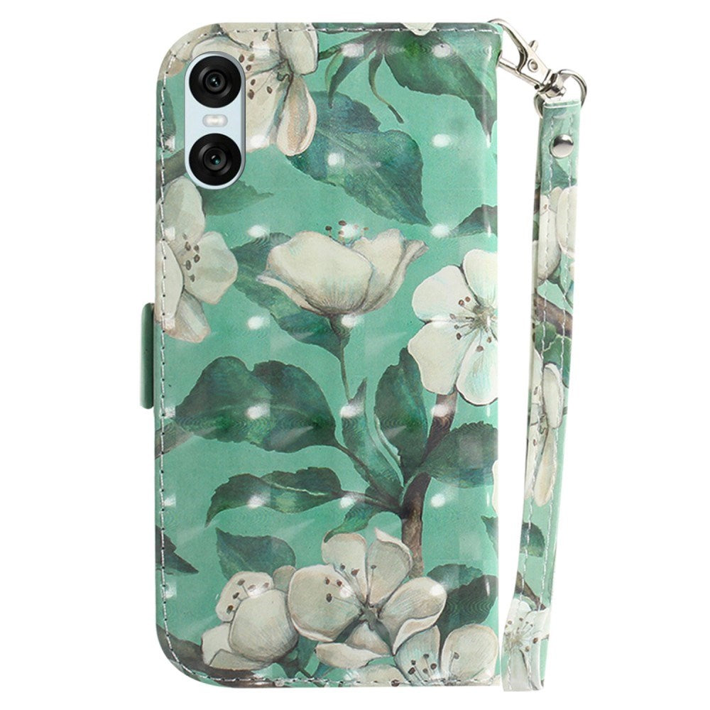 EIDERWOOD Sony Xperia 5 VI Læder Mobil Cover m. Pung & Strop - Hvide Blomster