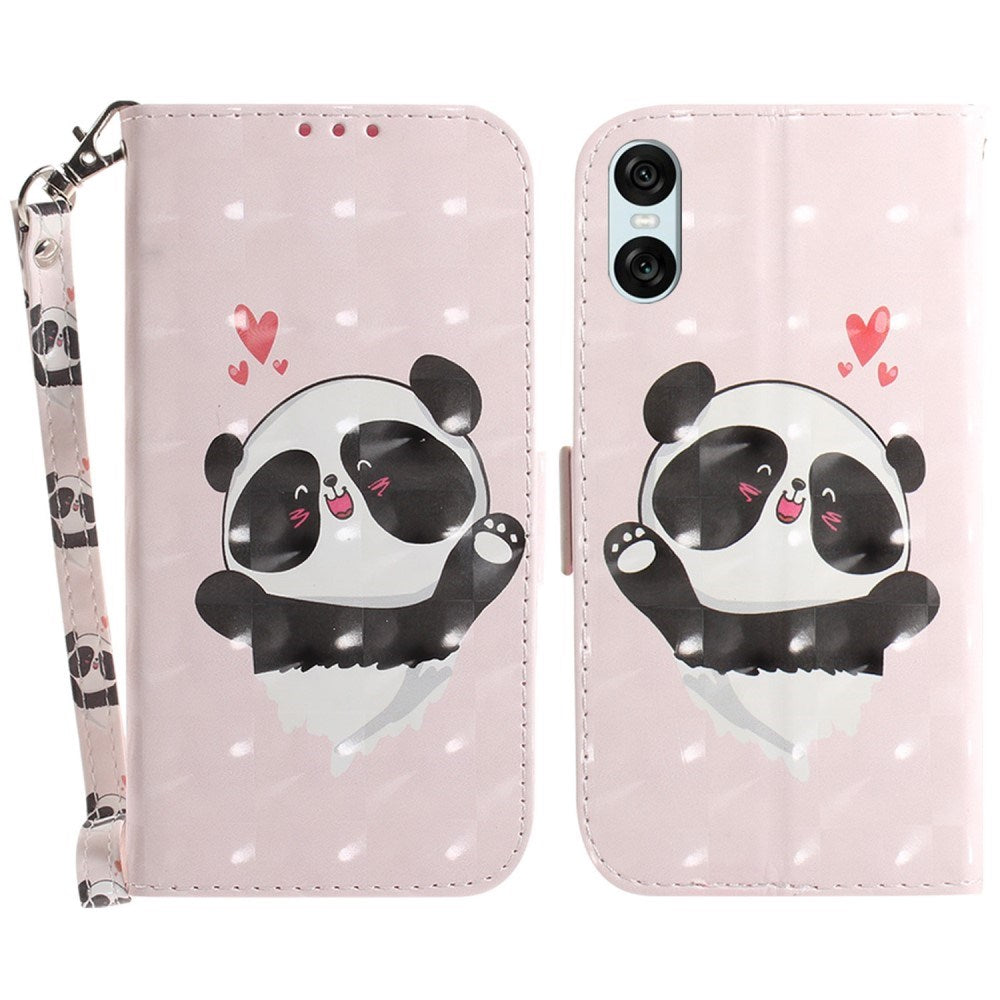 EIDERWOOD Sony Xperia 5 VI Læder Mobil Cover m. Pung & Strop - Glad Panda