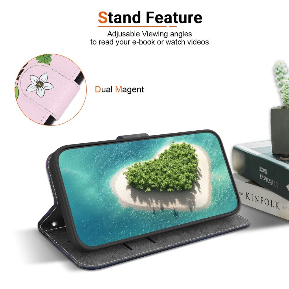 EIDERWOOD iPhone 16e Kunst Læder Mobil Cover m. Pung & Strop - Hvid Lilje