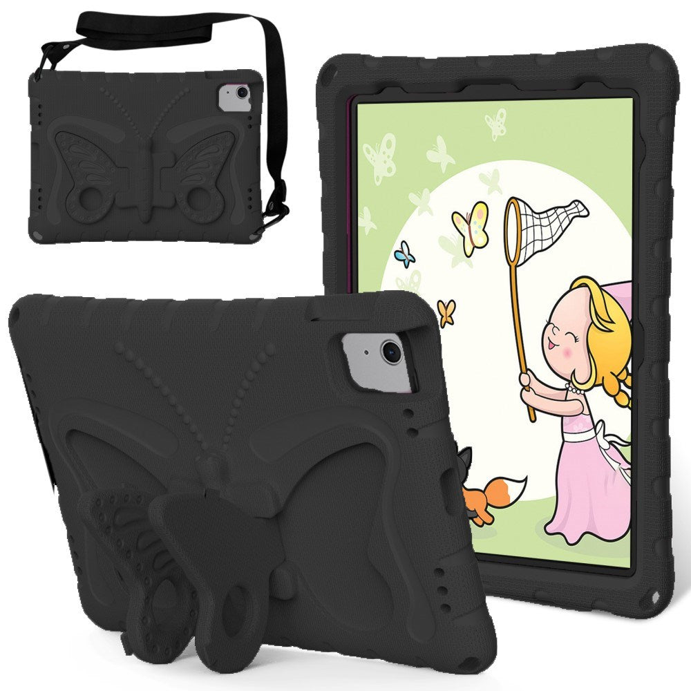 EIDERWOOD iPad Air 11" (2026 / 2025 / 2024) Butterfly Børne Cover m. Skulderstrop & Ståfunktion - Sort