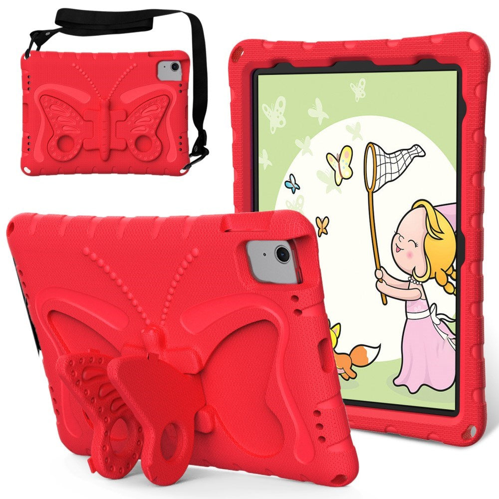 EIDERWOOD iPad Air 11" (2025 / 2024) Butterfly Børne Cover m. Skulderstrop & Ståfunktion - Rød