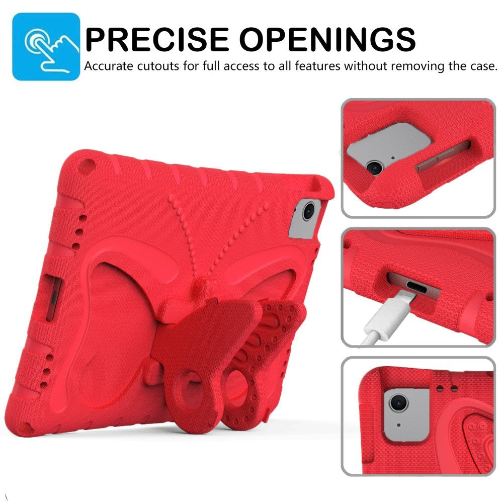 EIDERWOOD iPad Air 11" (2025 / 2024) Butterfly Børne Cover m. Skulderstrop & Ståfunktion - Rød