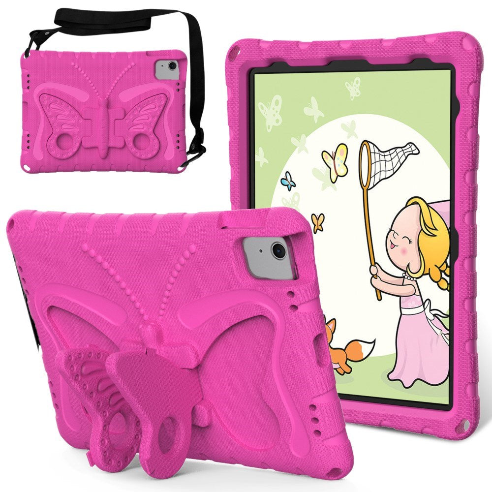 EIDERWOOD iPad Air 11" (2026 / 2025 / 2024) Butterfly Børne Cover m. Skulderstrop & Ståfunktion - Pink