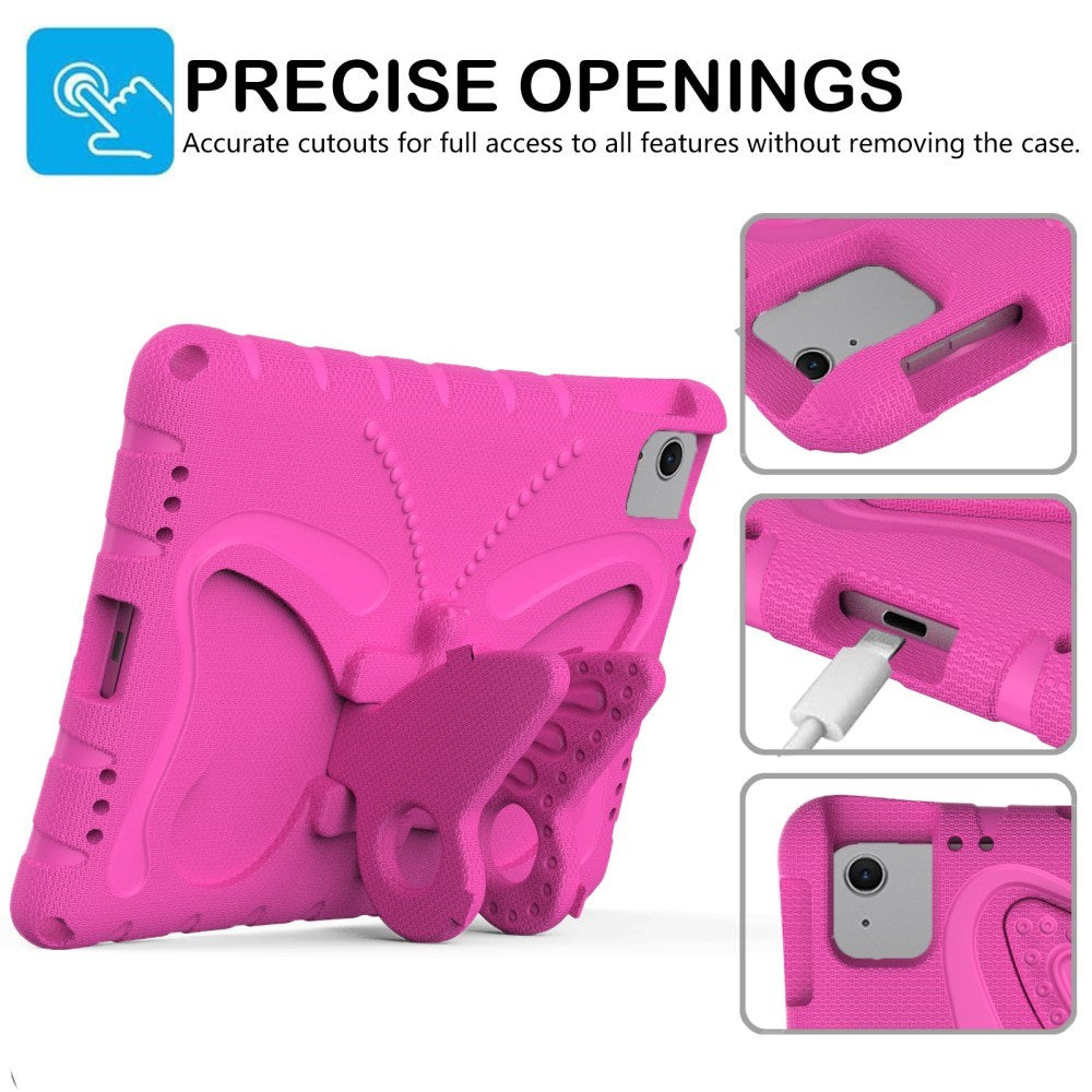 EIDERWOOD iPad Air 11" (2026 / 2025 / 2024) Butterfly Børne Cover m. Skulderstrop & Ståfunktion - Pink