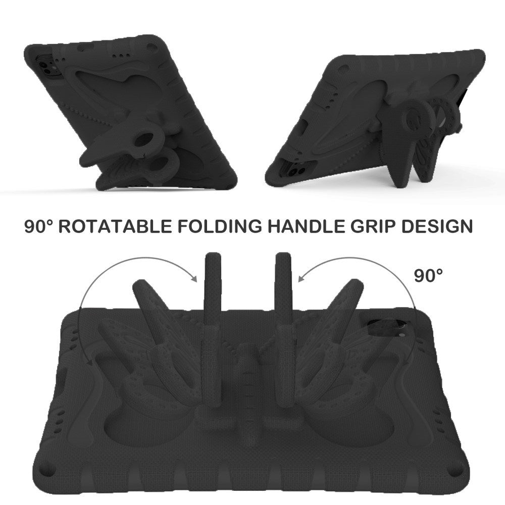 EIDERWOOD iPad Pro 11" (2025 / 2024) Butterfly Børne Cover m. Skulderstrop & Ståfunktion - Sort