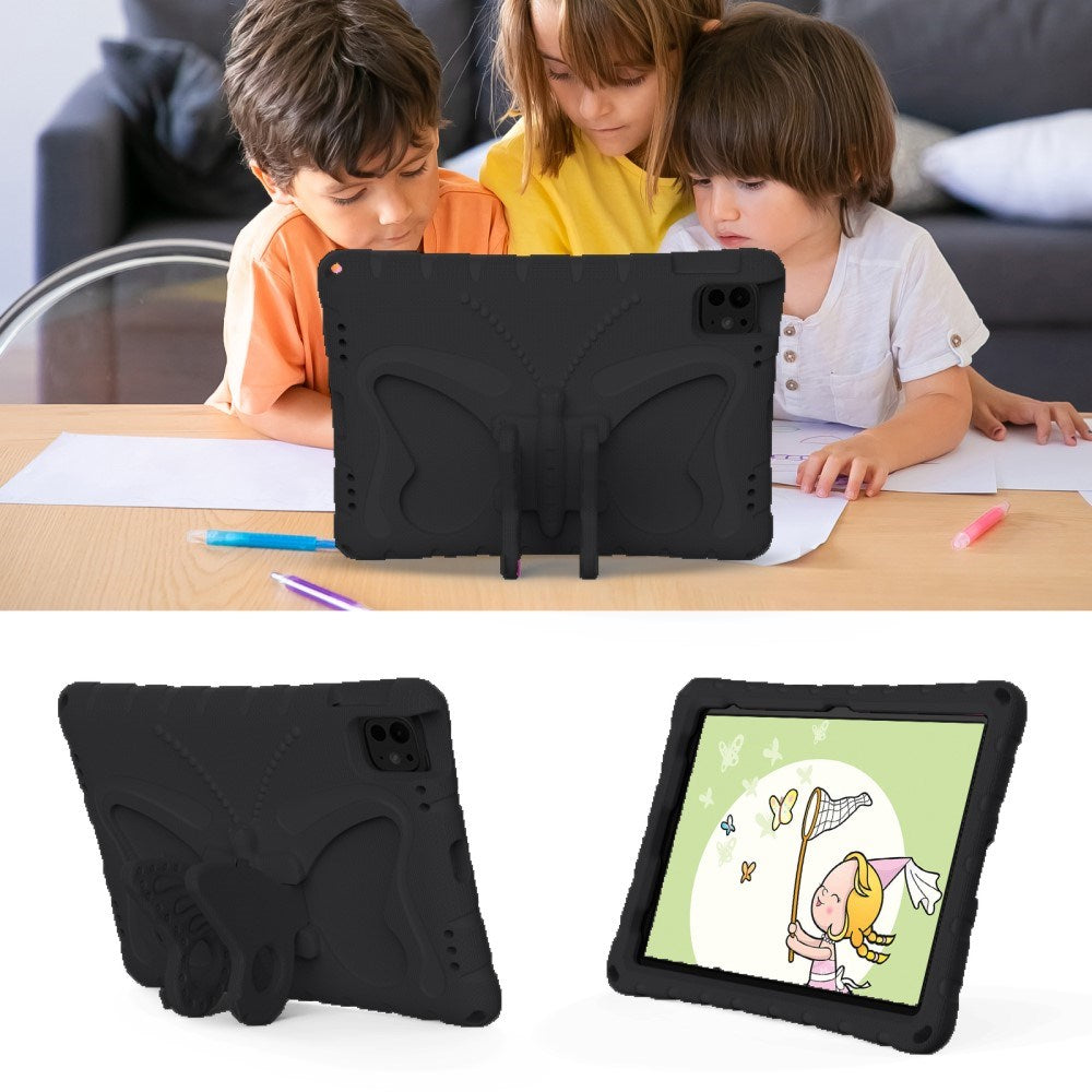 EIDERWOOD iPad Pro 11" (2025 / 2024) Butterfly Børne Cover m. Skulderstrop & Ståfunktion - Sort