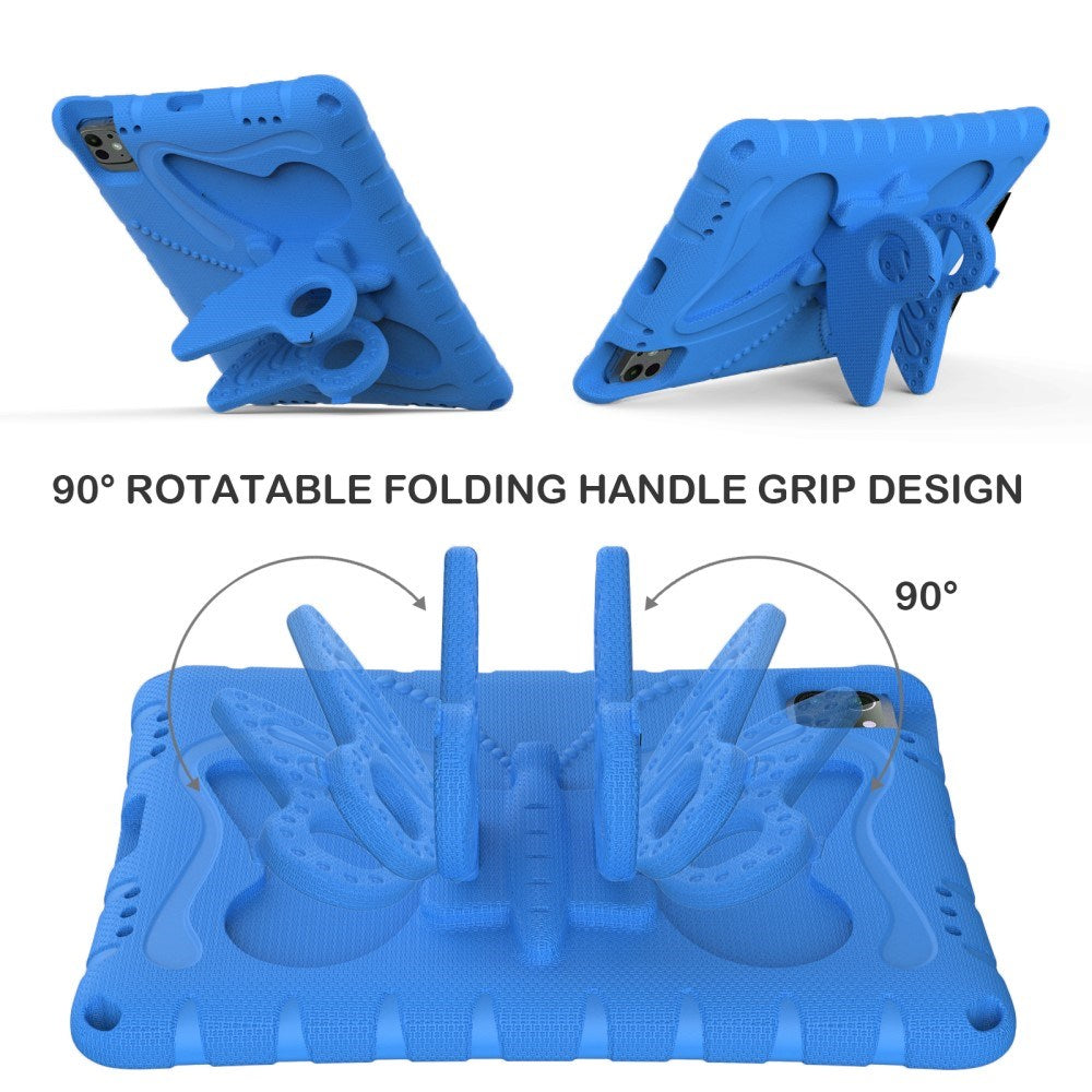 EIDERWOOD iPad Pro 11" (2025 / 2024) Butterfly Børne Cover m. Skulderstrop & Ståfunktion - Blå