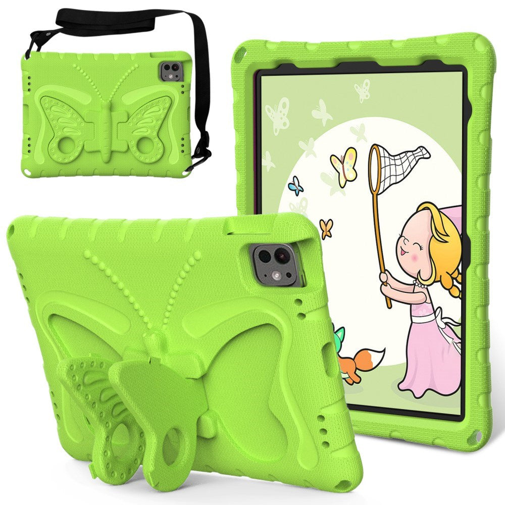 EIDERWOOD iPad Pro 11" (2025 / 2024) Butterfly Børne Cover m. Skulderstrop & Ståfunktion - Grøn
