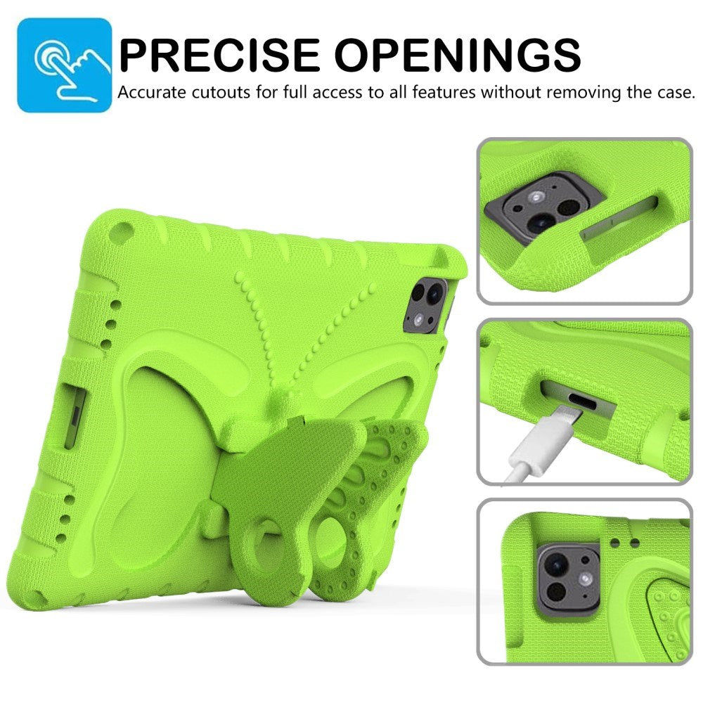 EIDERWOOD iPad Pro 11" (2025 / 2024) Butterfly Børne Cover m. Skulderstrop & Ståfunktion - Grøn