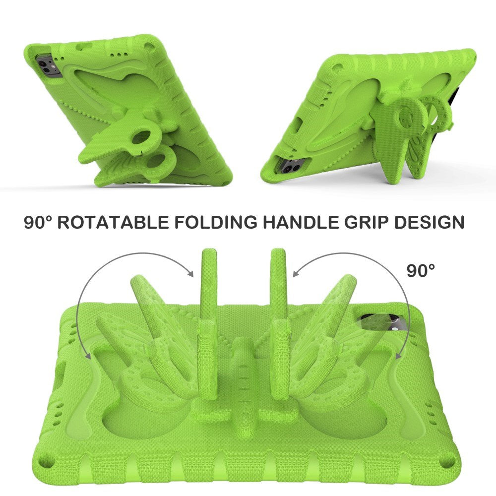 EIDERWOOD iPad Pro 11" (2025 / 2024) Butterfly Børne Cover m. Skulderstrop & Ståfunktion - Grøn