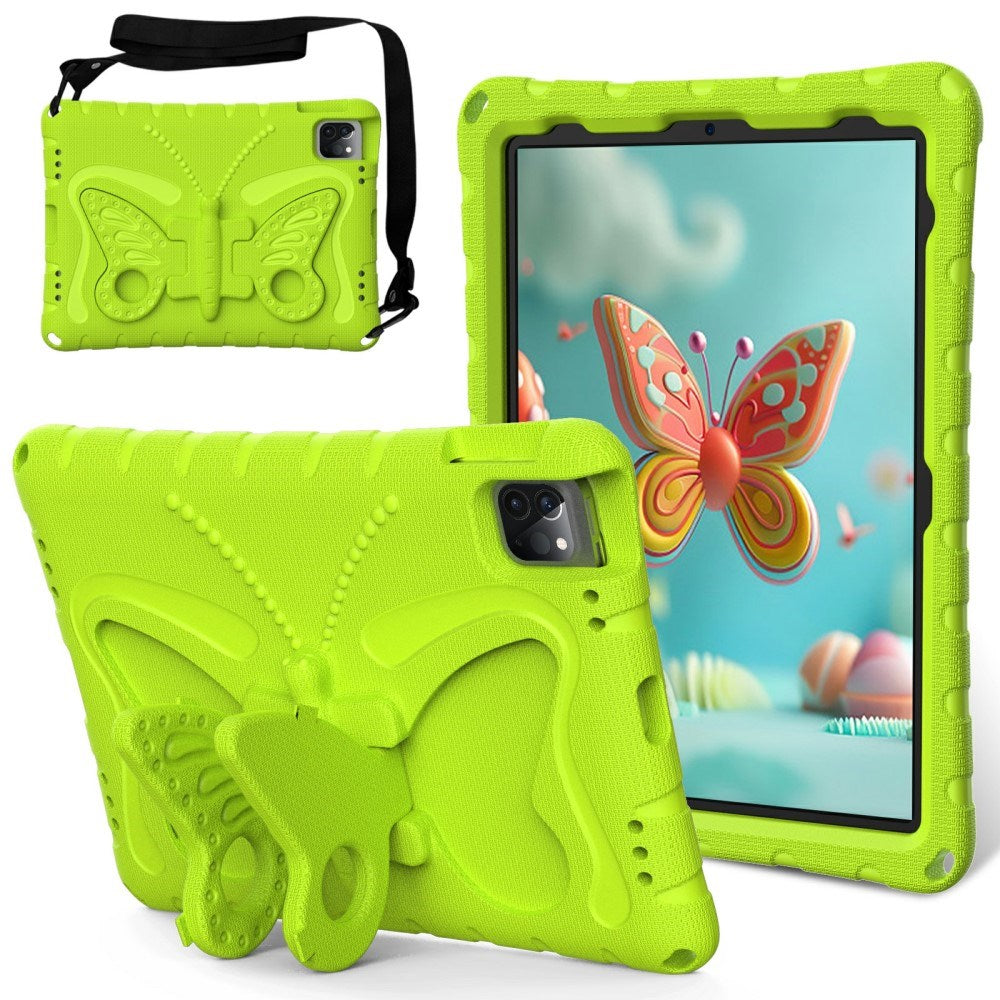EIDERWOOD iPad Air 13" (2025 / 2024) / Pro 13" (2025 / 2024) / Pro 12.9" (2022-2018) Butterfly Børne Cover m. Skulderstrop & Ståfunktion - Grøn