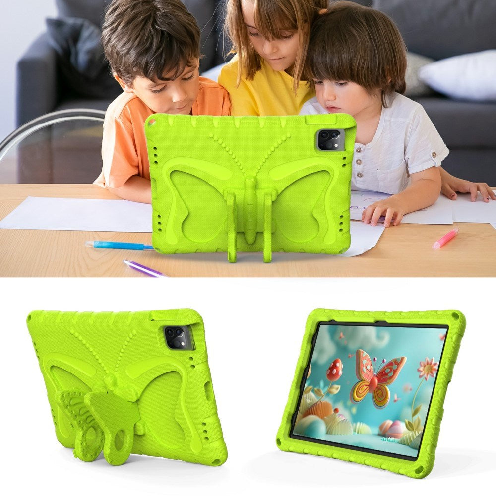 EIDERWOOD iPad Air 13" (2025 / 2024) / Pro 13" (2025 / 2024) / Pro 12.9" (2022-2018) Butterfly Børne Cover m. Skulderstrop & Ståfunktion - Grøn