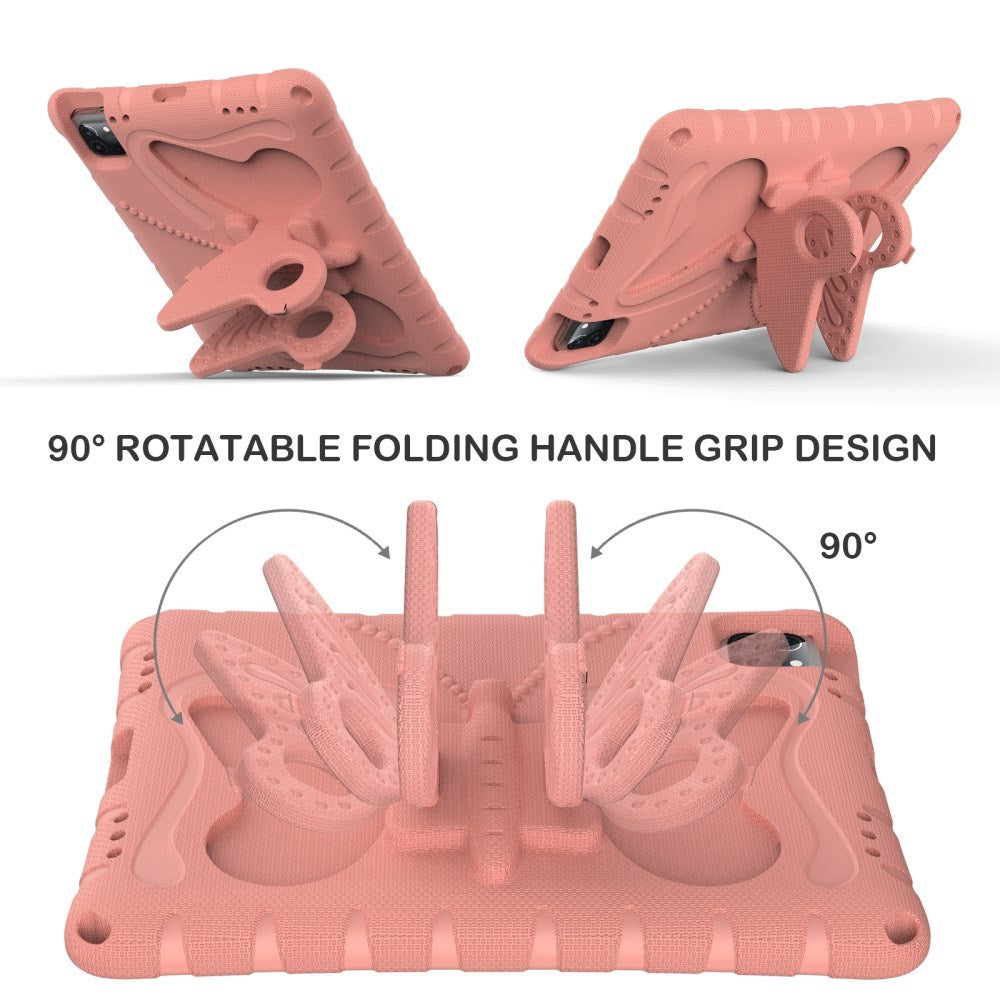 EIDERWOOD iPad Air 13" (2025 / 2024) / Pro 13" (2025 / 2024) / Pro 12.9" (2022-2018) Butterfly Børne Cover m. Skulderstrop & Ståfunktion - Koral
