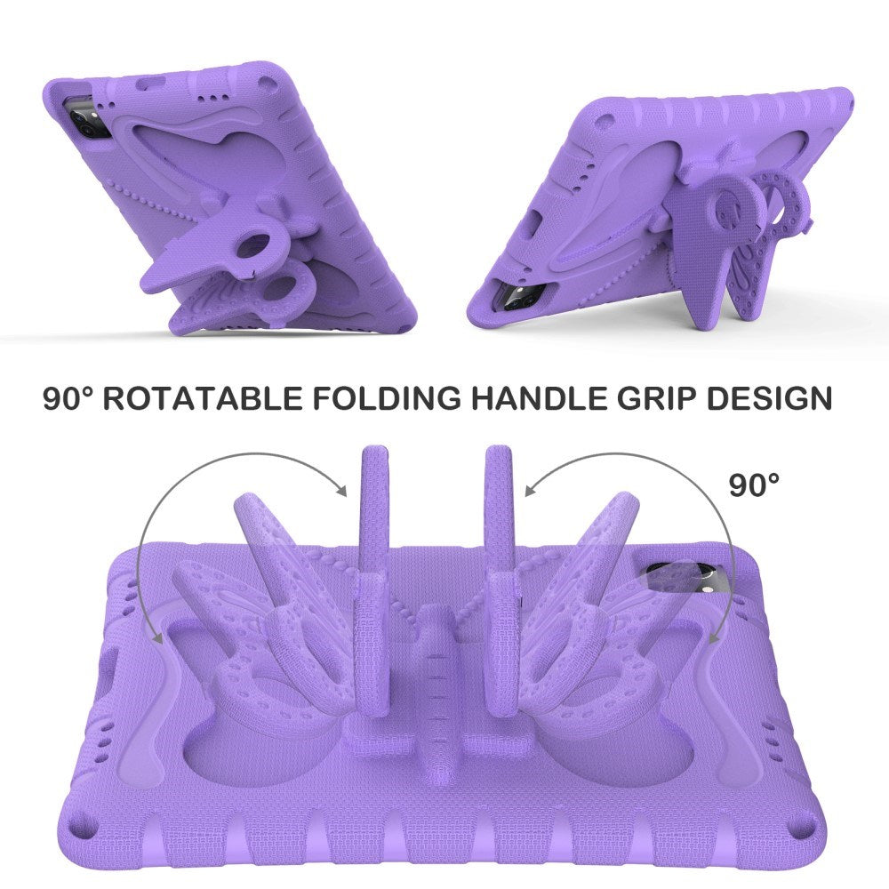 EIDERWOOD iPad Air 13" (2025 / 2024) / Pro 13" (2025 / 2024) / Pro 12.9" (2022-2018) Butterfly Børne Cover m. Skulderstrop & Ståfunktion - Lilla