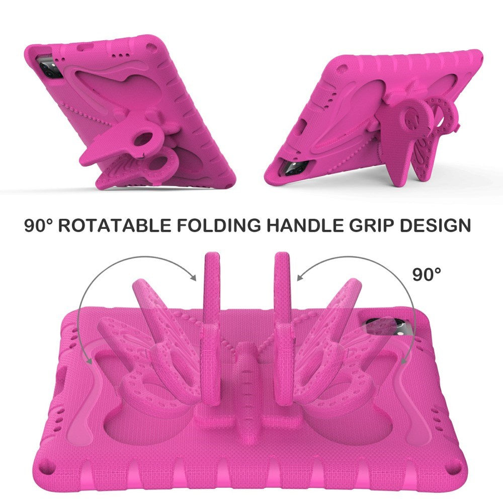 EIDERWOOD iPad Air 13" (2025 / 2024) / Pro 13" (2025 / 2024) / Pro 12.9" (2022-2018) Butterfly Børne Cover m. Skulderstrop & Ståfunktion - Lyserød