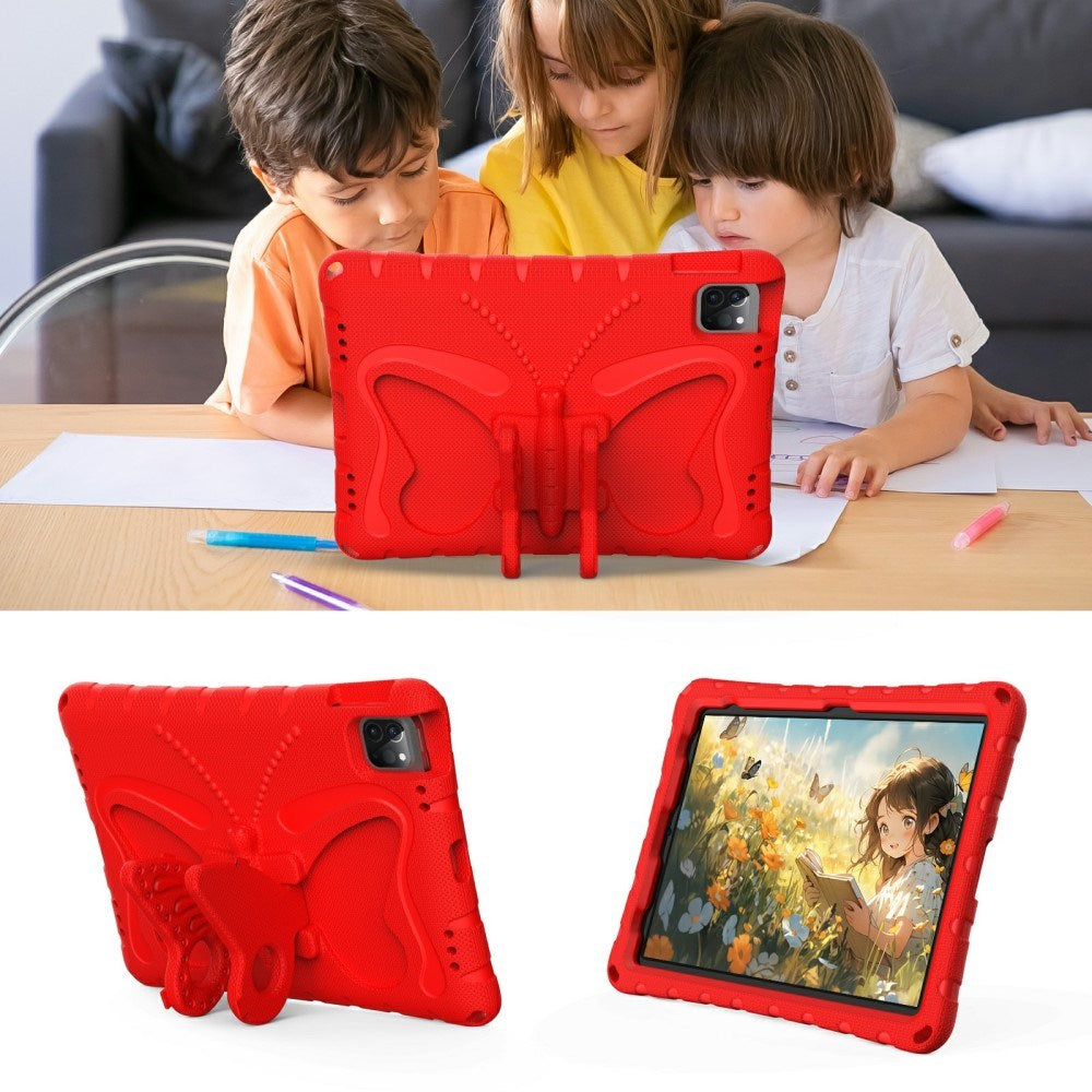 EIDERWOOD iPad Air / Pro 13" (2024) / Pro 12.9" (2022-2018) Butterfly Børne Cover m. Skulderstrop & Ståfunktion - Rød