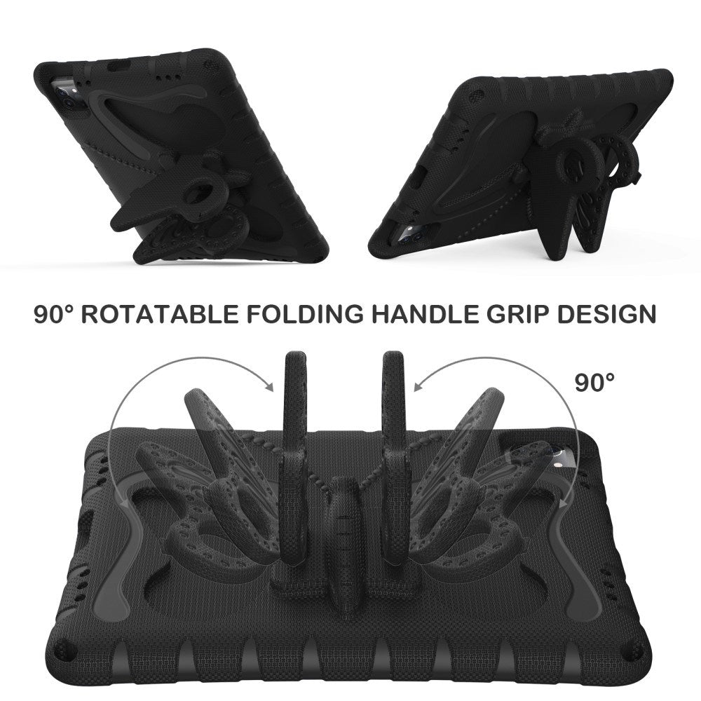EIDERWOOD iPad Air 13" (2025 / 2024) / Pro 13" (2025 / 2024) / Pro 12.9" (2022-2018) Butterfly Børne Cover m. Skulderstrop & Ståfunktion - Sort
