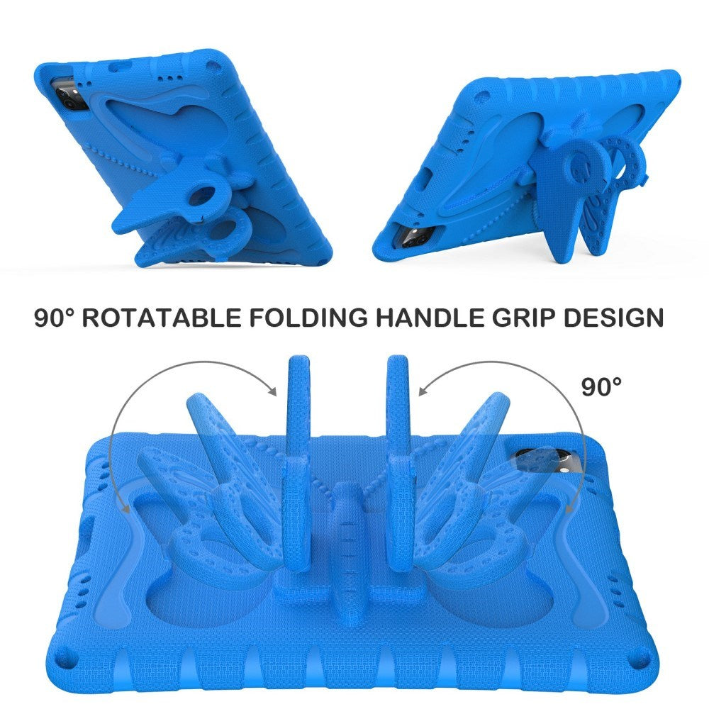 EIDERWOOD iPad Air 13" (2025 / 2024) / Pro 13" (2025 / 2024) / Pro 12.9" (2022-2018) Butterfly Børne Cover m. Skulderstrop & Ståfunktion - Blå