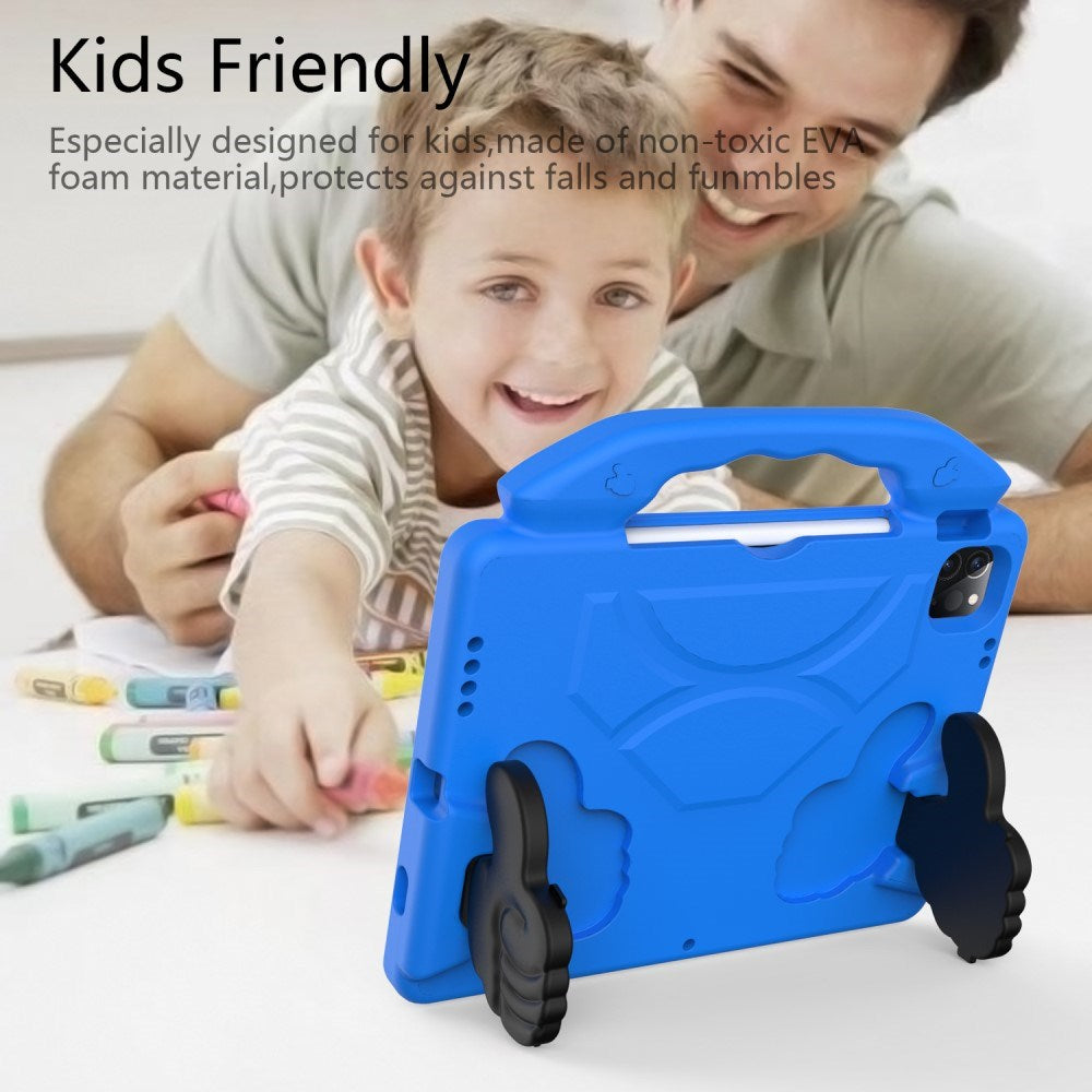 EIDERWOOD iPad Air 13" (2025 / 2024) / Pro 13" (2025 / 2024) / Pro 12.9" (2022-2018) Børne Cover - Thumb Kickstand Tablet Cover - Blå