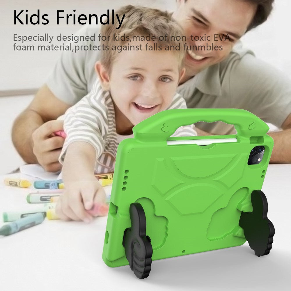 EIDERWOOD iPad Air 13" (2025 / 2024) / Pro 13" (2025 / 2024) / Pro 12.9" (2022-2018) Børne Cover - Thumb Kickstand Tablet Cover - Grøn