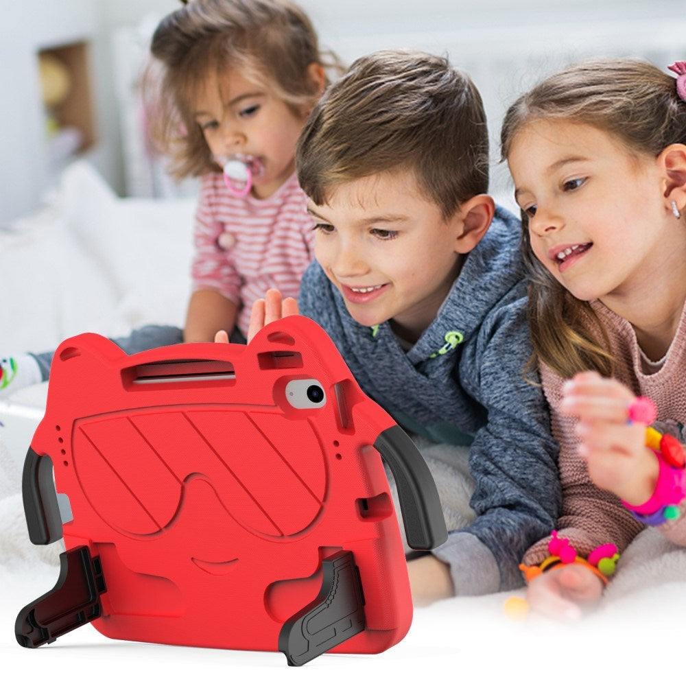 EIDERWOOD iPad Air 11" (2025 / 2024) Børne Cover m. Kickstand & Håndtag - Smiley - Rød