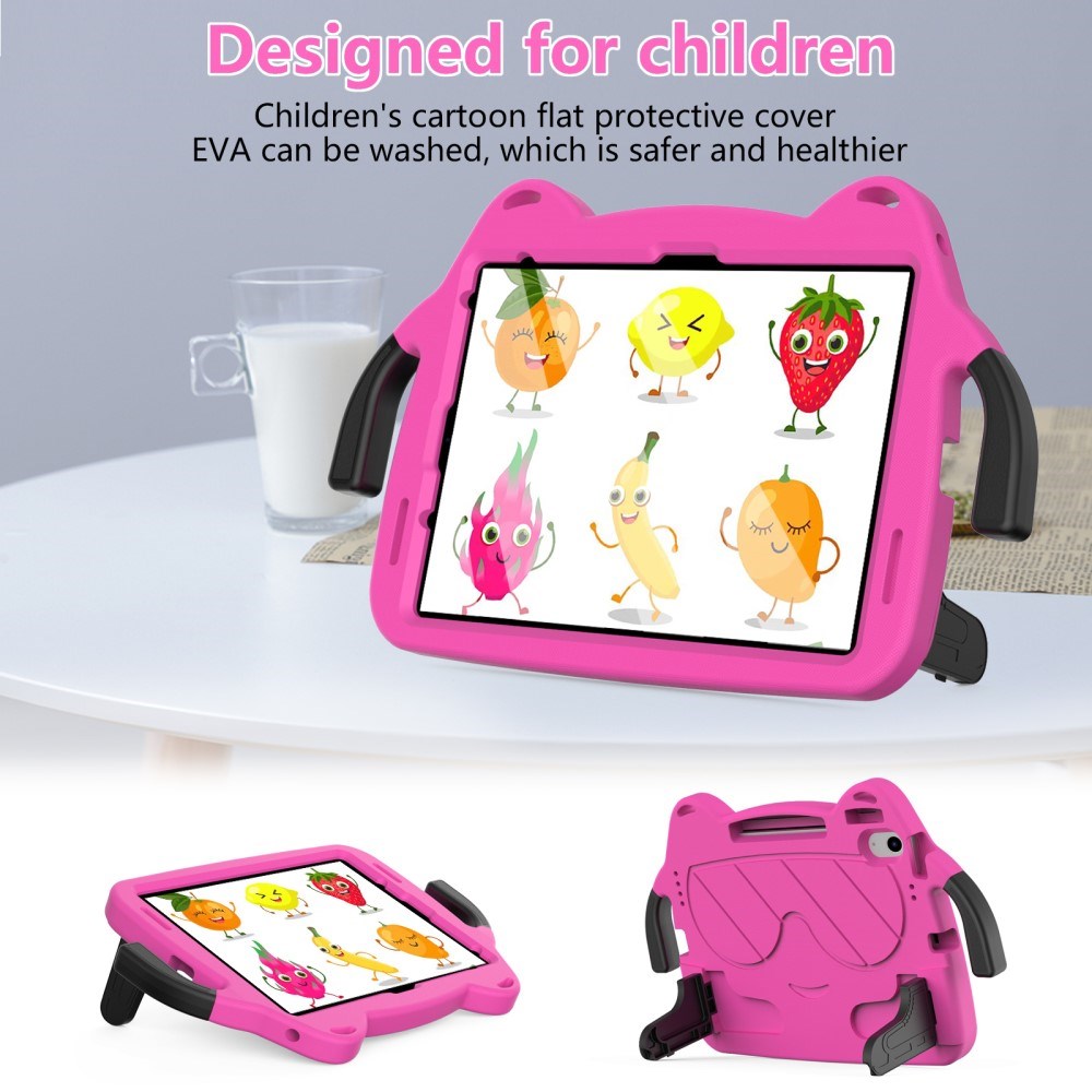 EIDERWOOD iPad Air 11" (2025 / 2024) Børne Cover m. Kickstand & Håndtag - Smiley - Lyserød