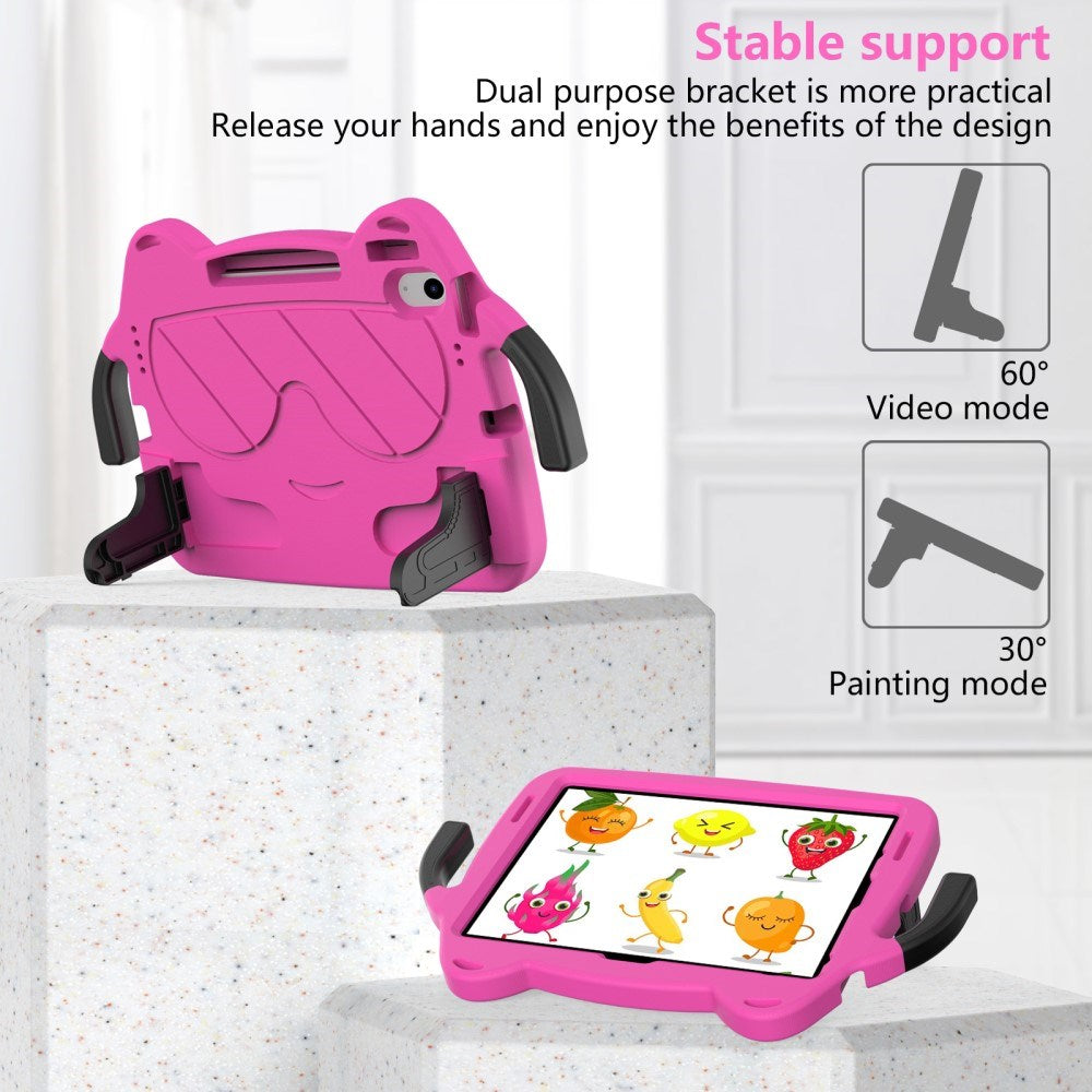 EIDERWOOD iPad Air 11" (2025 / 2024) Børne Cover m. Kickstand & Håndtag - Smiley - Lyserød