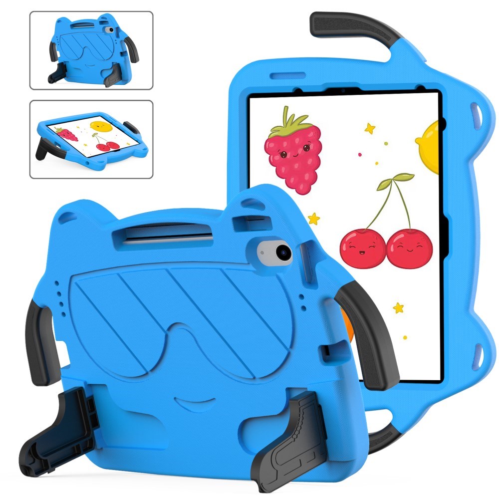 EIDERWOOD iPad Air 11" (2026 / 2025 / 2024) Børne Cover m. Kickstand & Håndtag - Smiley - Blå