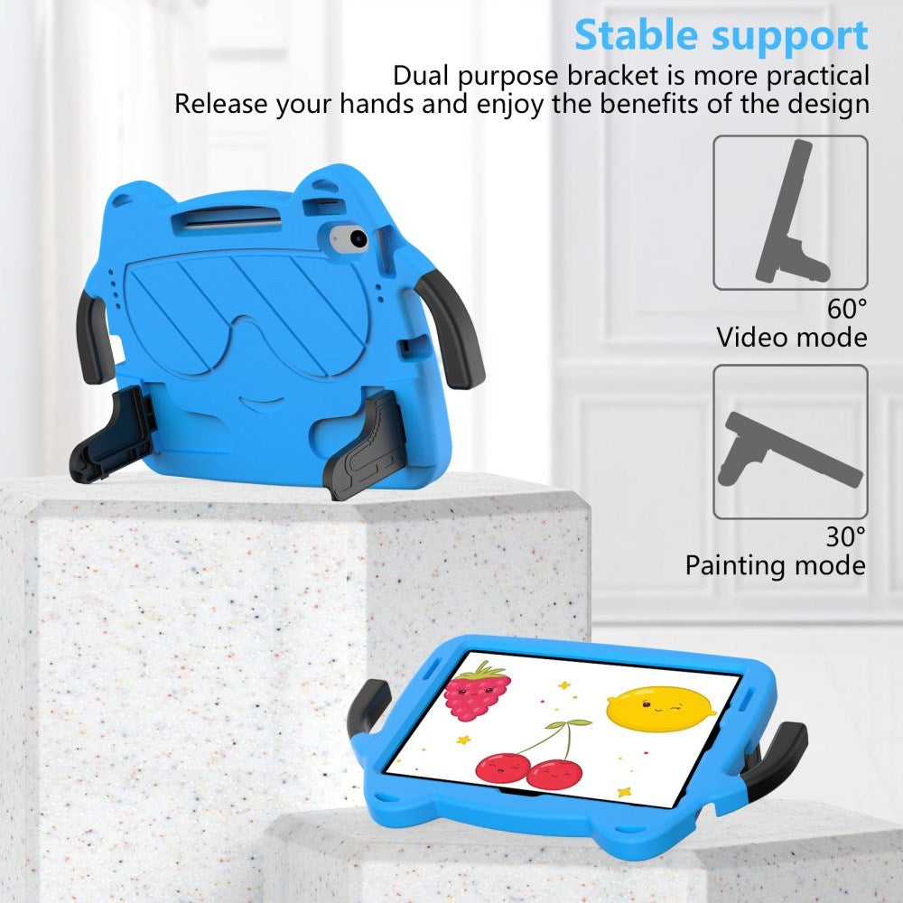 EIDERWOOD iPad Air 11" (2026 / 2025 / 2024) Børne Cover m. Kickstand & Håndtag - Smiley - Blå