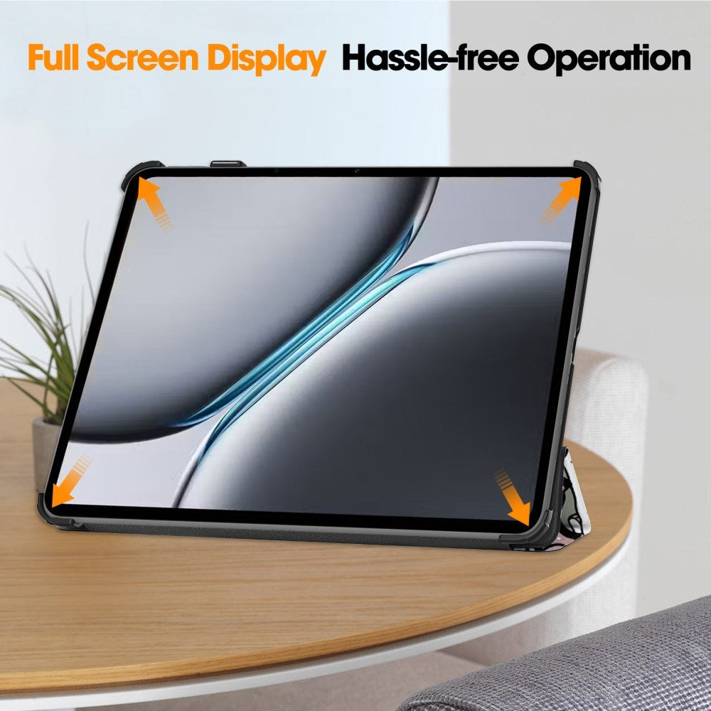 EIDERWOOD OnePlus Pad 2 Tri-Fold Kunstlæder Tablet Cover m. Vågeblus Funktion - Graffiti