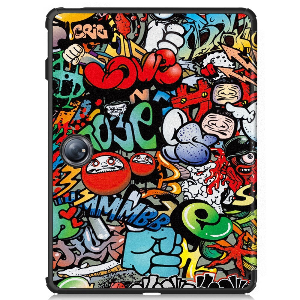 EIDERWOOD OnePlus Pad 2 Tri-Fold Kunstlæder Tablet Cover m. Vågeblus Funktion - Graffiti