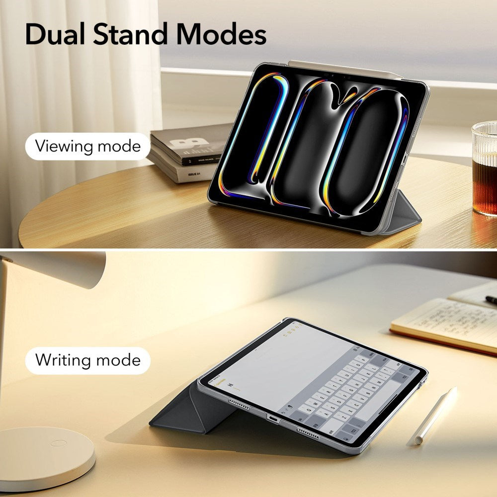 ESR iPad Pro 13" (2025 / 2024) Tri-Fold Flip Cover m. Apple Pencil Holder - Grå